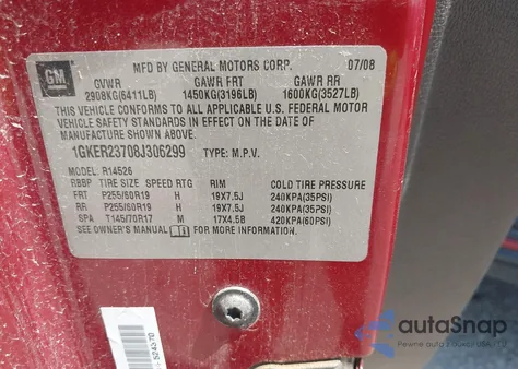 2008 GMC Acadia Slt-1 z USA, uszkodzony, nr VIN 1GKER23708J306299